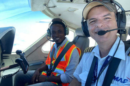 James Dweh first flight with captain Steve Biggs