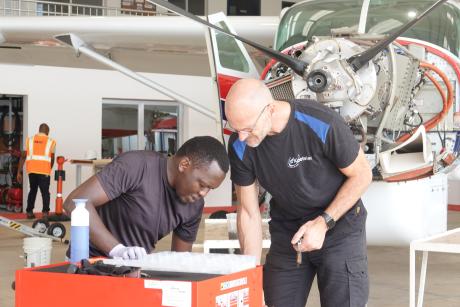 Brian Okello and Christiaan Koetsier engineers from Netherlands and Uganda 